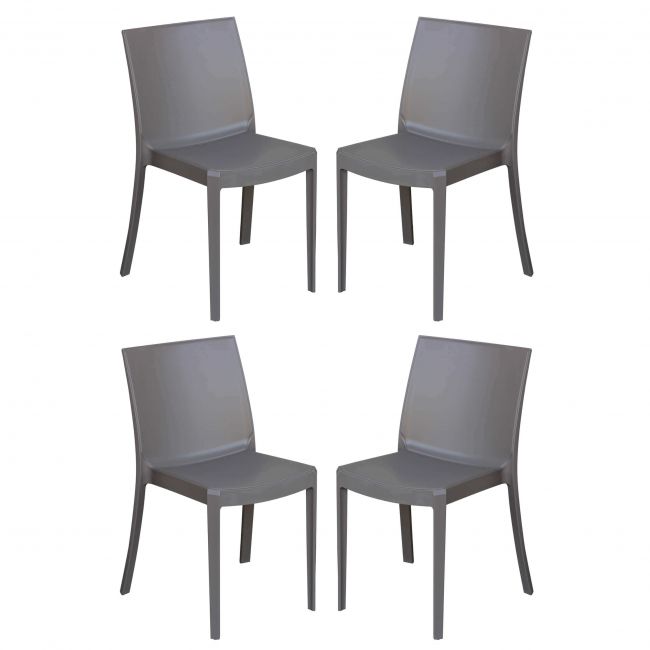 PERLA - set di 4 sedie in polipropilene impilabile da esterno e interno