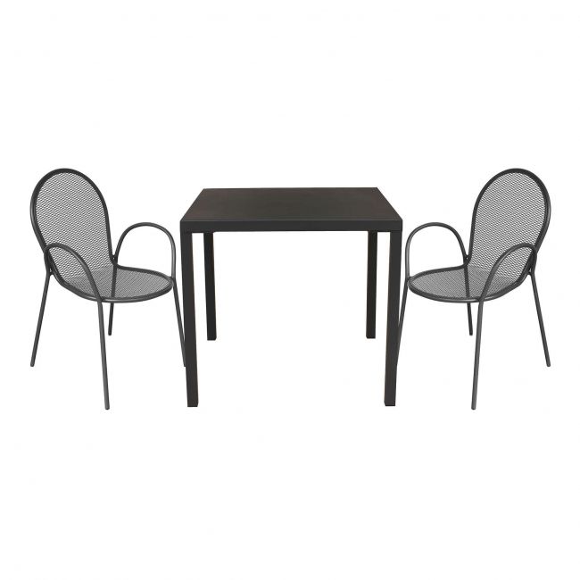 INDEX - set tavolo da giardino 80x80 compreso di 2 poltrone in ferro