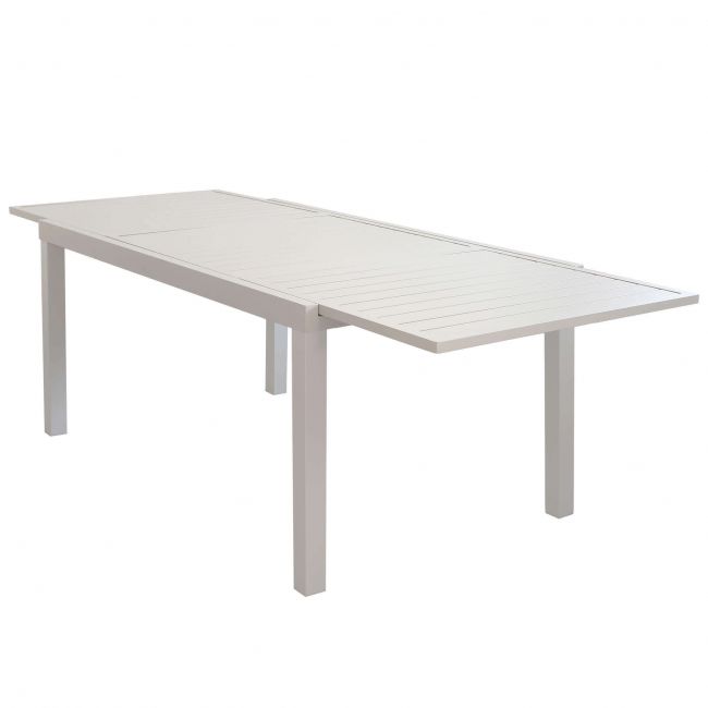 DEXTER - set tavolo 160/240x90 struttura e piano in alluminio compreso di 6 sedute