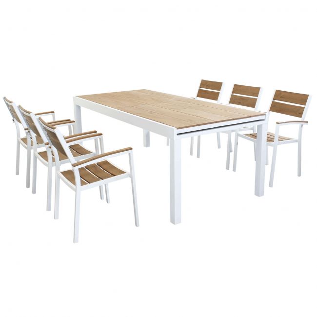 VIDUUS - set tavolo 200/300x95 struttura in alluminio compreso di 6 sedute