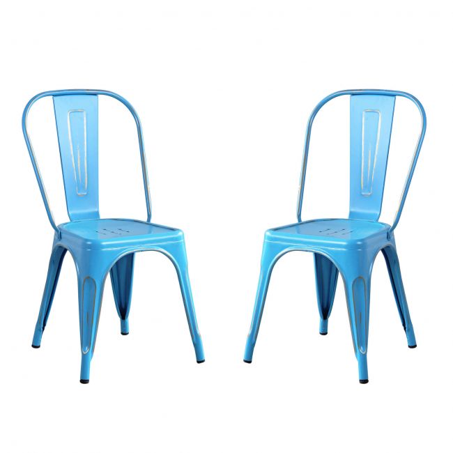 AGATHA - set di 2 sedie in metallo blu antico