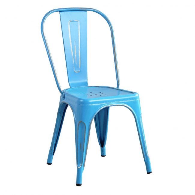 AGATHA - set di 4 sedie in metallo blu antico