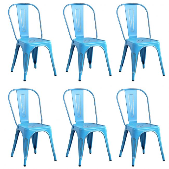 AGATHA - set di 6 sedie in metallo blu antico