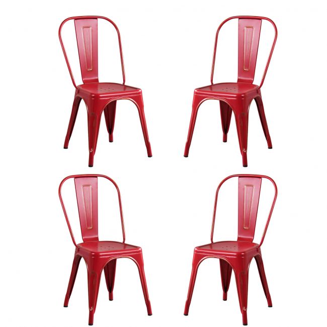 AGATHA - set di 4 sedie in metallo rosso antico