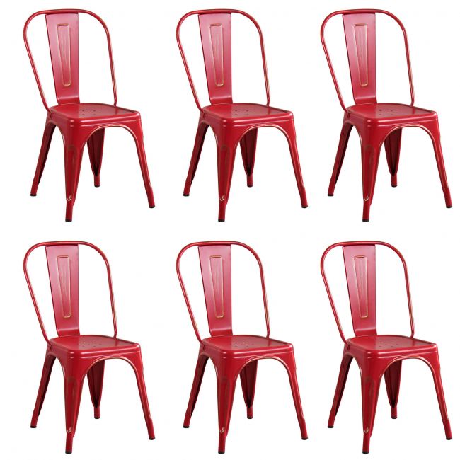AGATHA - set di 6 sedie in metallo rosso antico