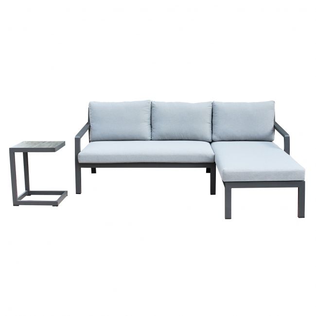 DRAG - divano da giardino in alluminio con tavolino D.70/135x75/140x75/T.32x40x53