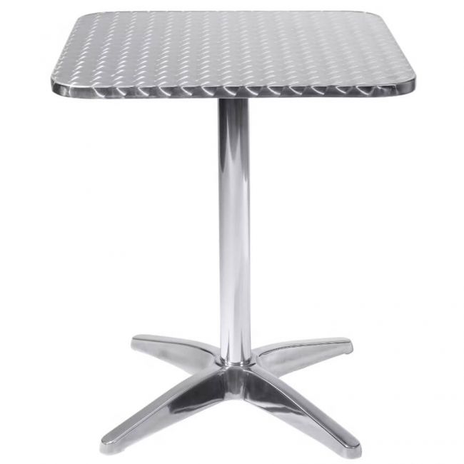 tavolo quadrato a colonna in acciaio e alluminio waterproof 70x70