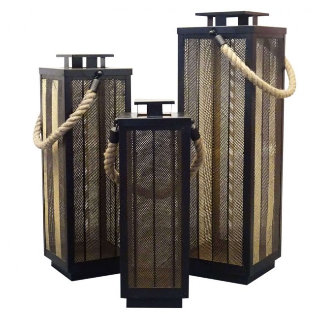 KOI - set di 3 lanterne in metallo