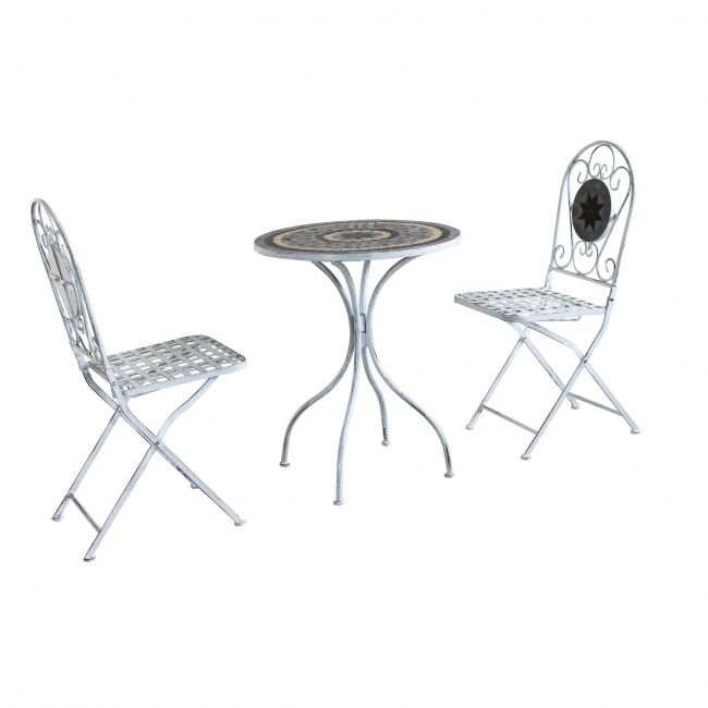 set tavolo con 2 sedie stile provenzale in ferro verniciato