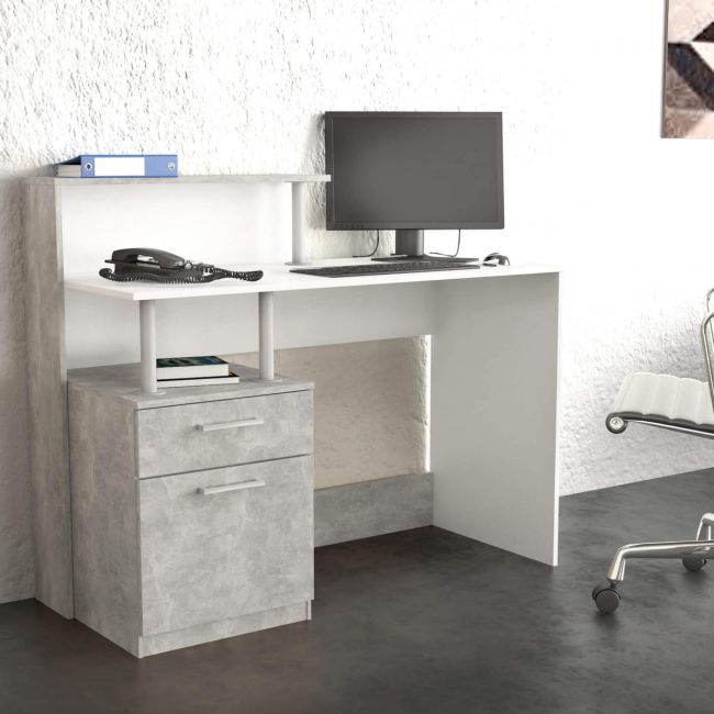DECIO - scrivania moderna con cassetto 120x75/91x55 h