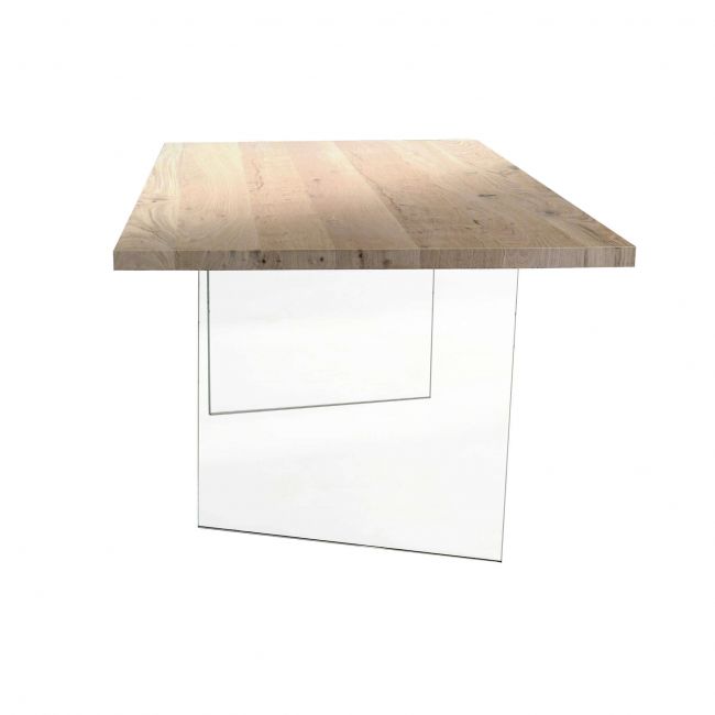 ANTHONY - tavolo da pranzo moderno in vetro rovere impiallacciato 160x90