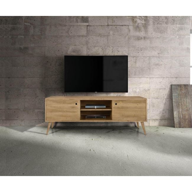 BRODY - mobile porta tv moderno in abete spazzolato naturale 160x45x55