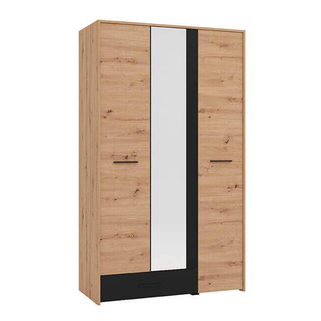 CADDIE - armadio tre ante moderno minimal in legno cm 119 x 53 x 203,7 h