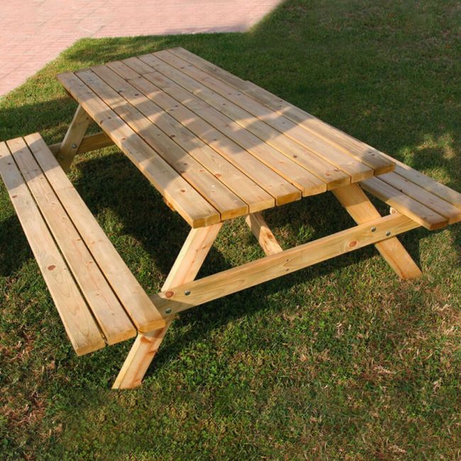 tavolo pic nic in legno di pino impregnato in autoclave 200x148x70