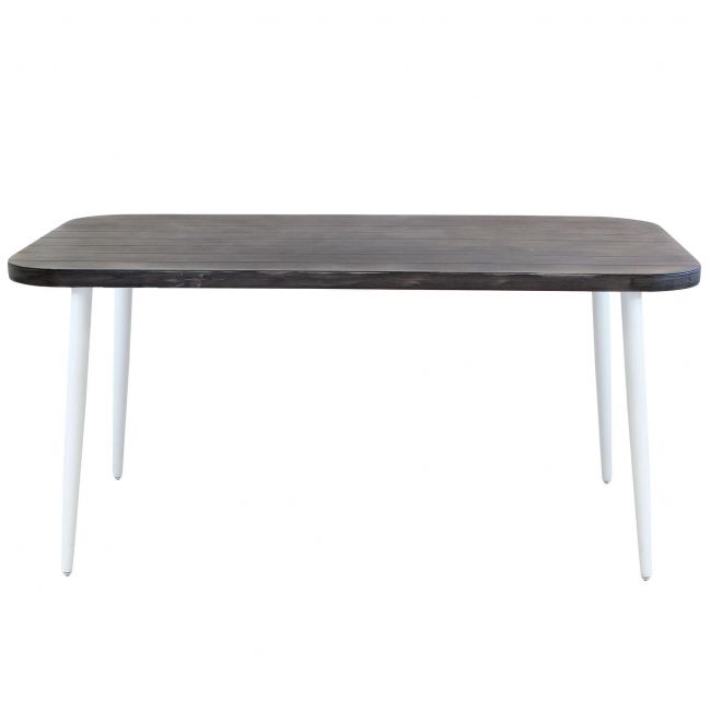AURORA - tavolo in alluminio con ripiano effetto legno 160x90